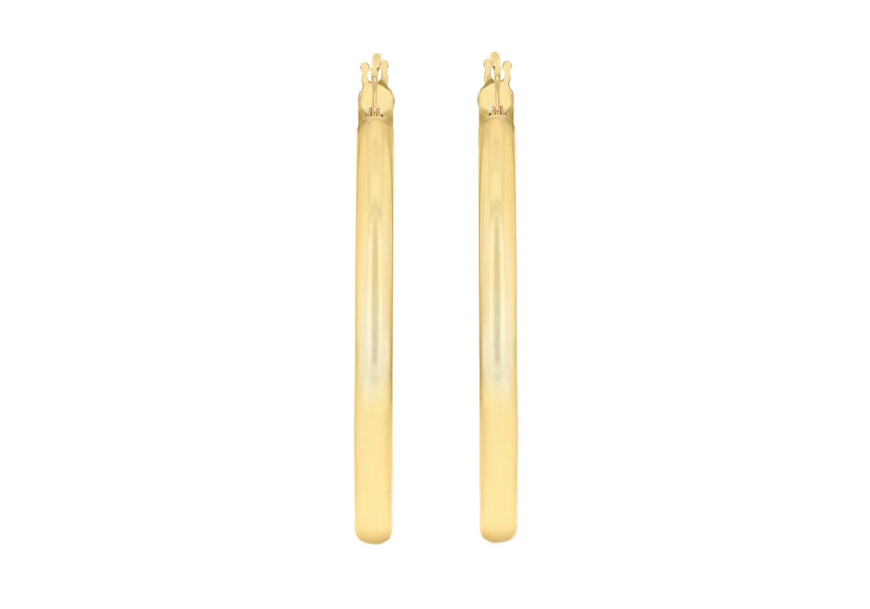 9ct Yellow Gold 3mm Round Hoop Earrings 35mm