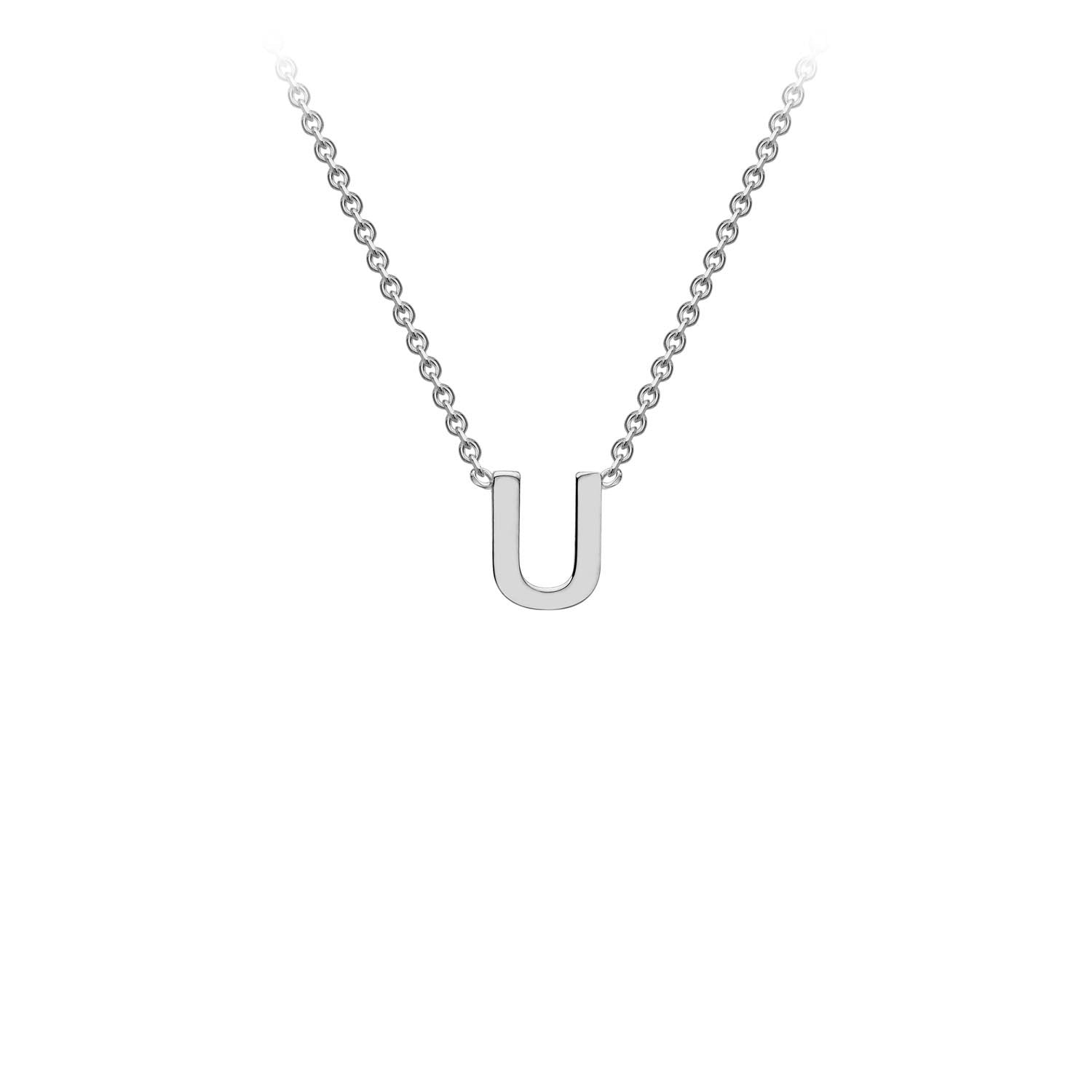 9ct White Gold 'U' Initial Adjustable Letter Necklace 38/43cm