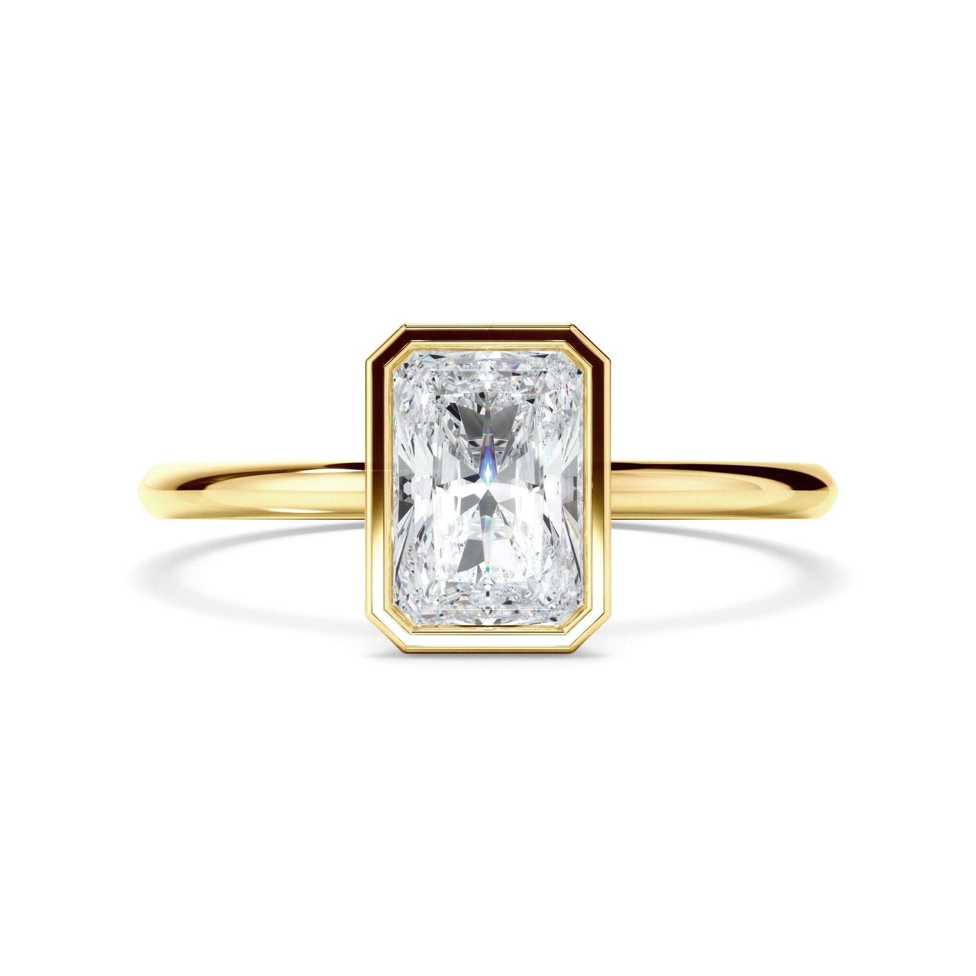 Radiant Cut Diamond Solitaire Bezel Set Engagement Ring