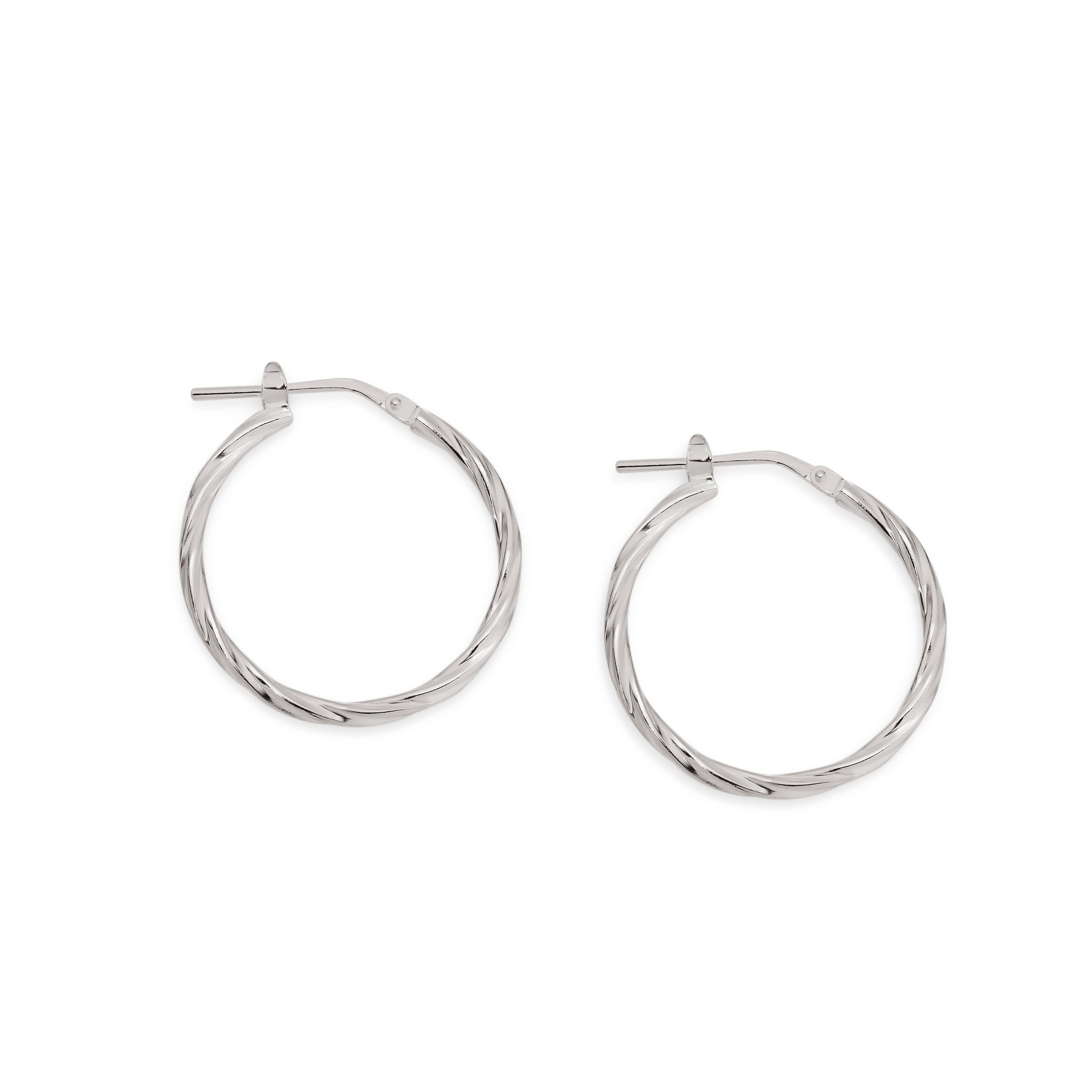 Silver twist hoops 20mm