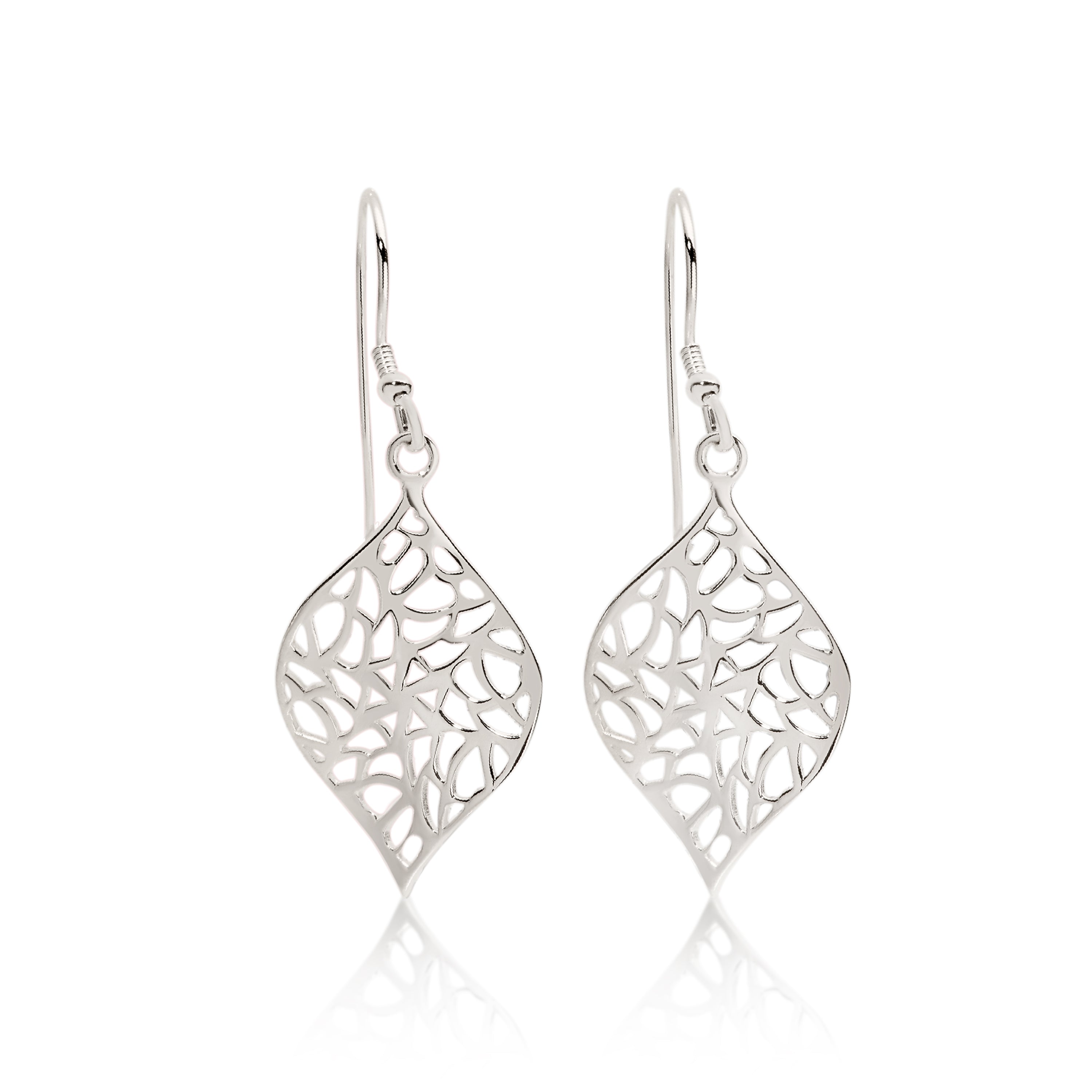 Silver filigree twist drops