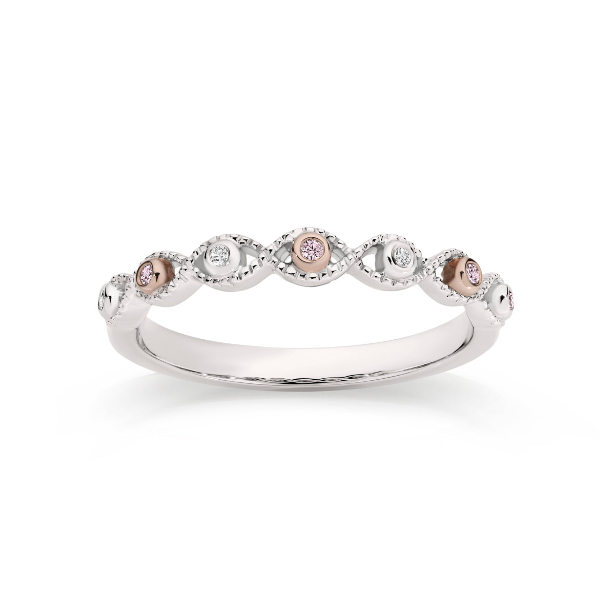 9ct White Gold 0.05ct Natural Australian Pink Diamond Ring