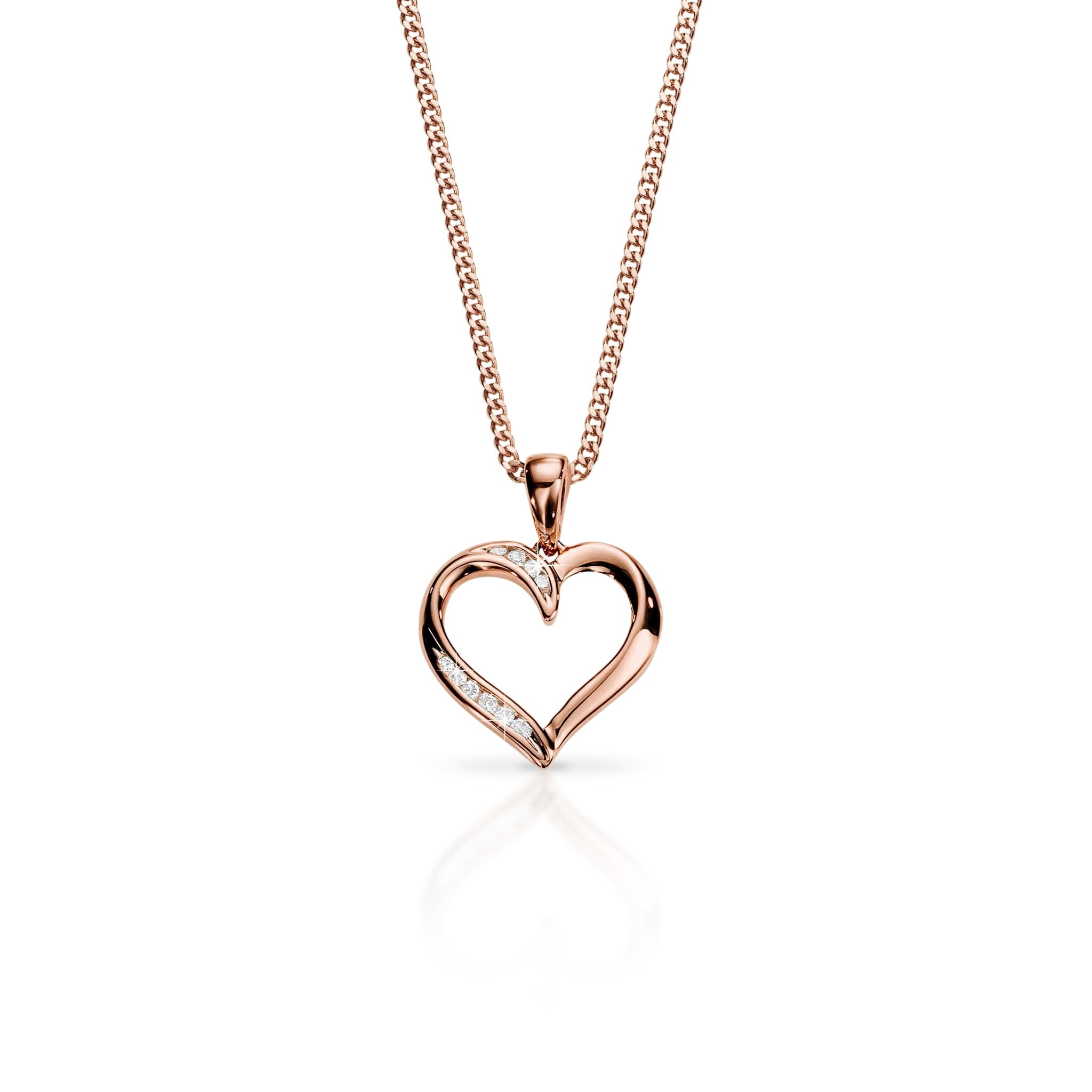 9ct rose gold diamond heart pendant