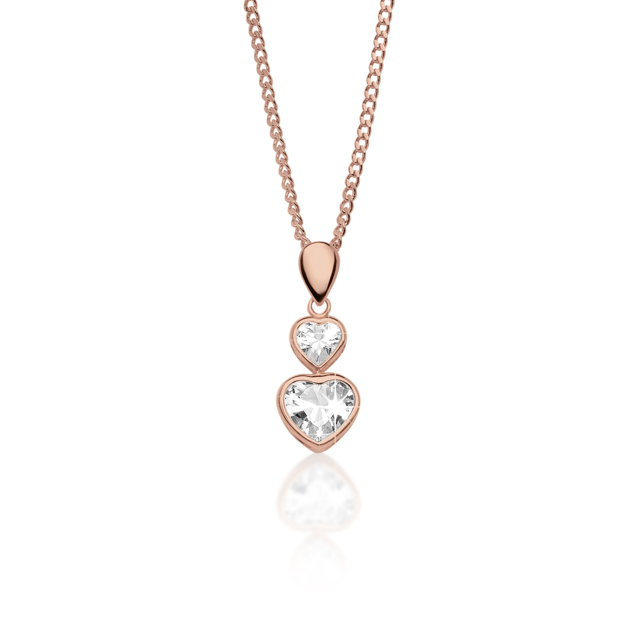 9ct rose gold stone set heart pendant