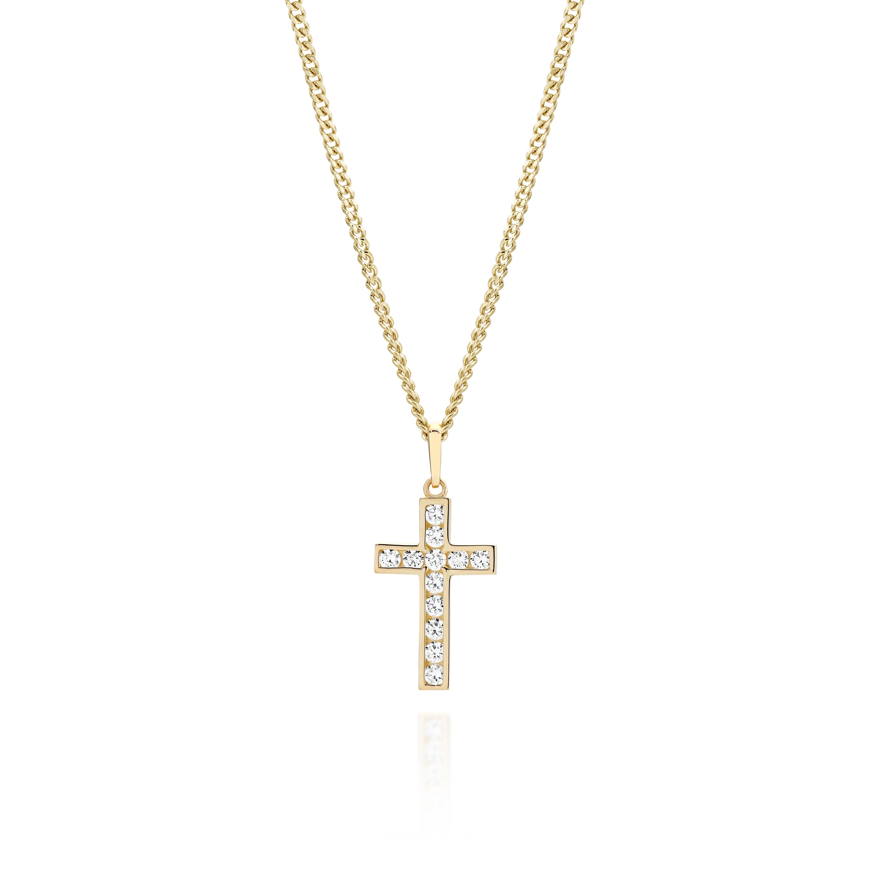 9ct gold stone set cross pendant