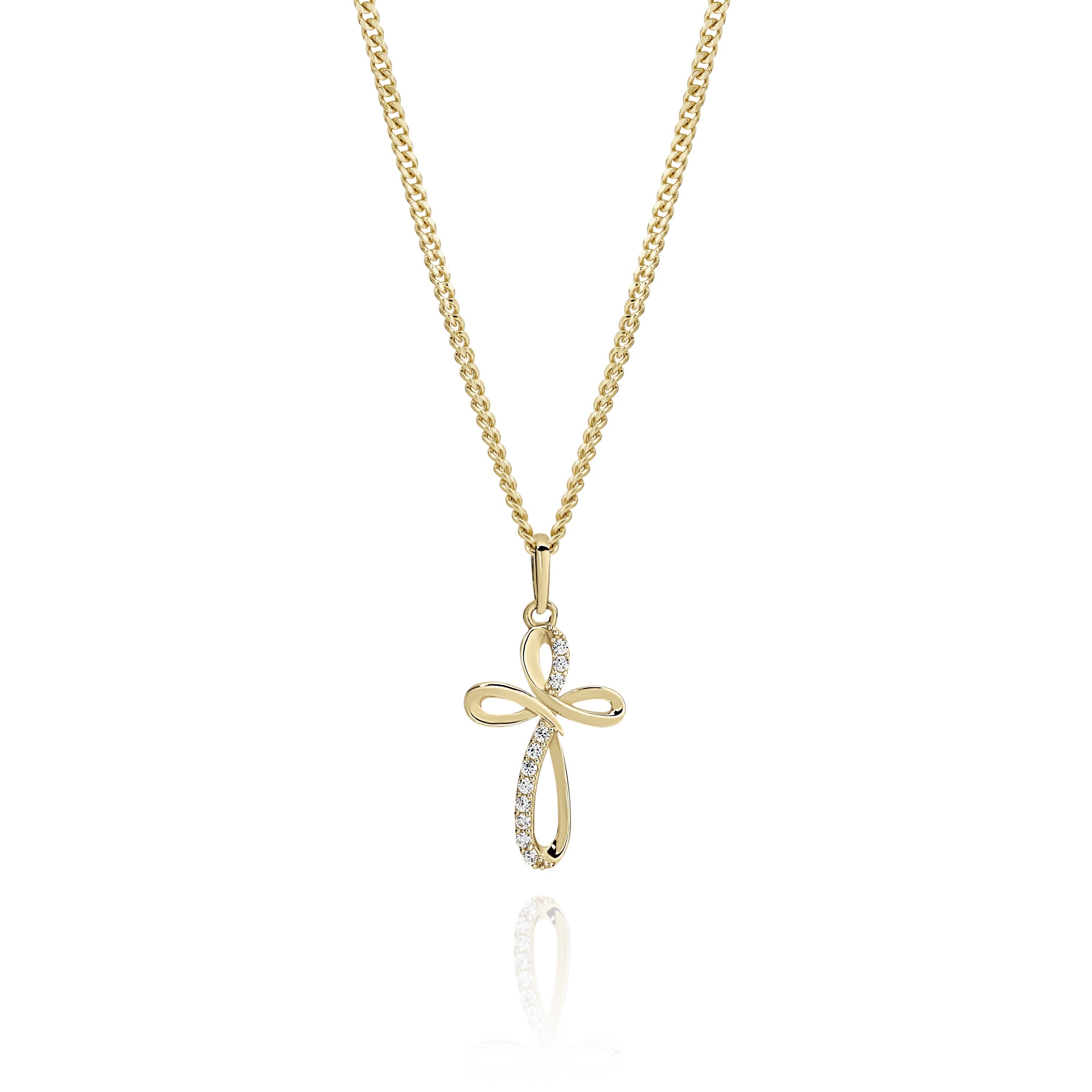 9ct gold stone set cross pendant