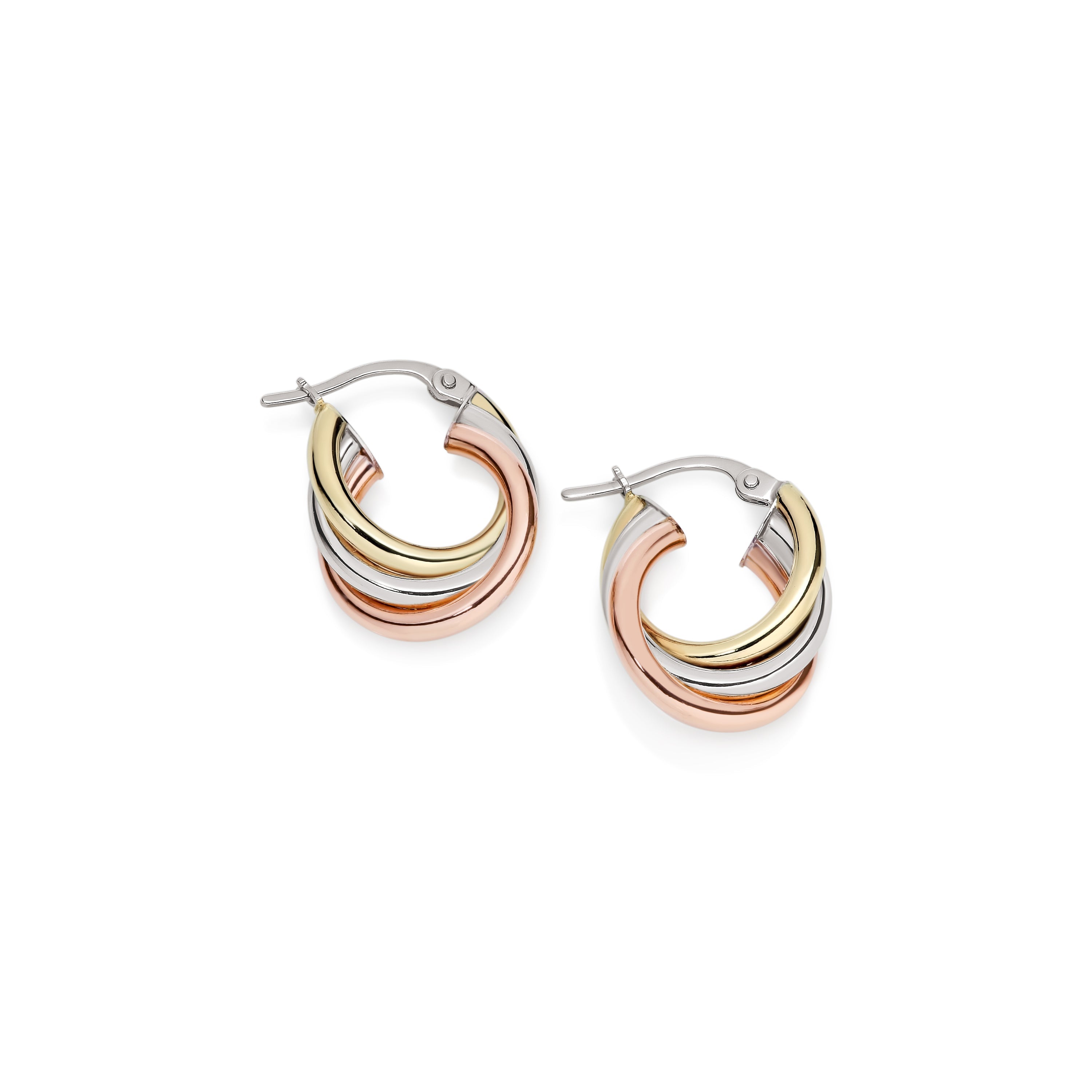 9ct 3 tone ruSterling silverian hoops 10mm