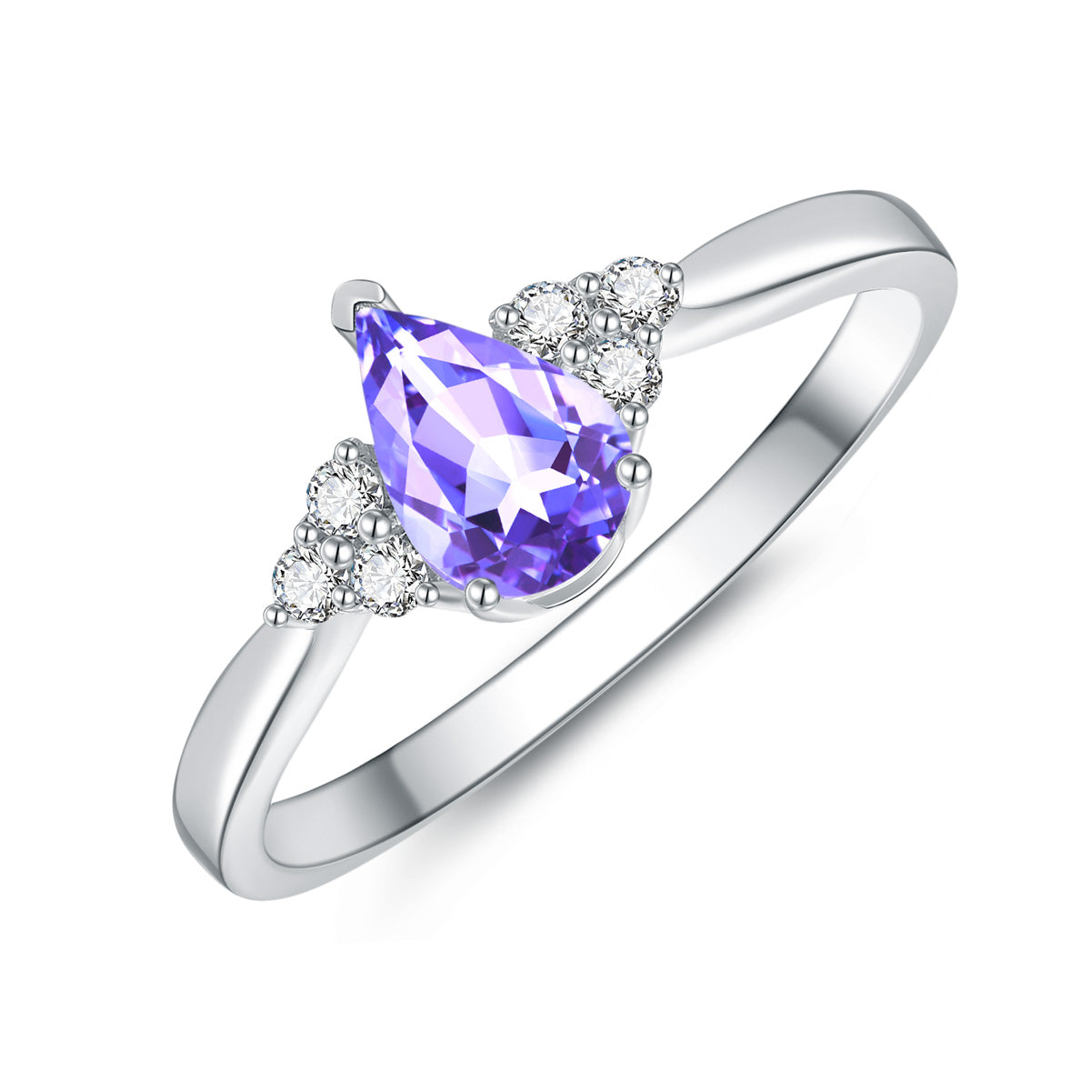 9ct White Gold Tanzanite & Diamond Ring