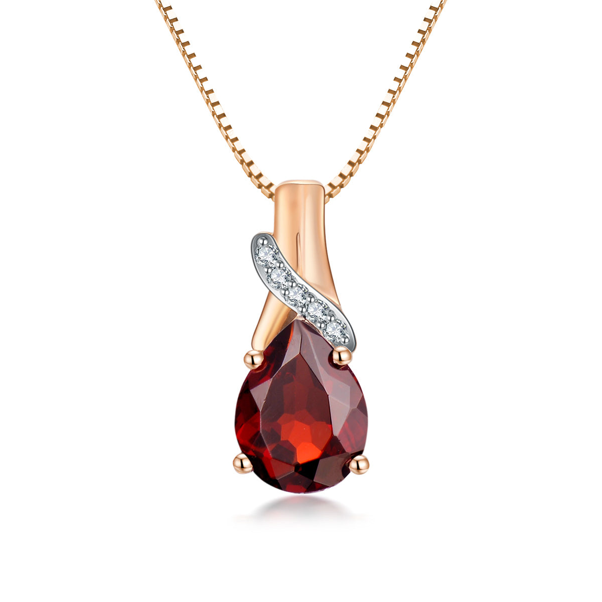 9ct Yellow Gold Garnet & Diamond Pendant