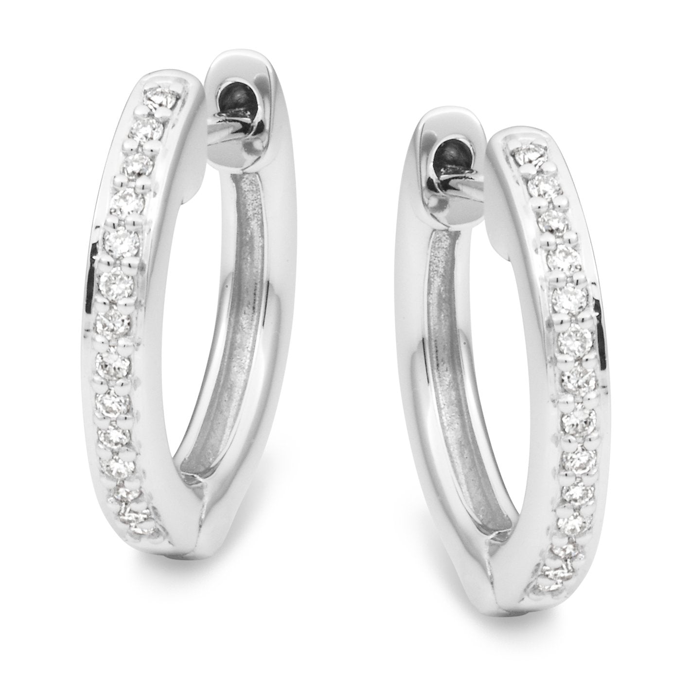 0.25ct Diamond Claw Set Huggie Earrings in 9ct White Gold