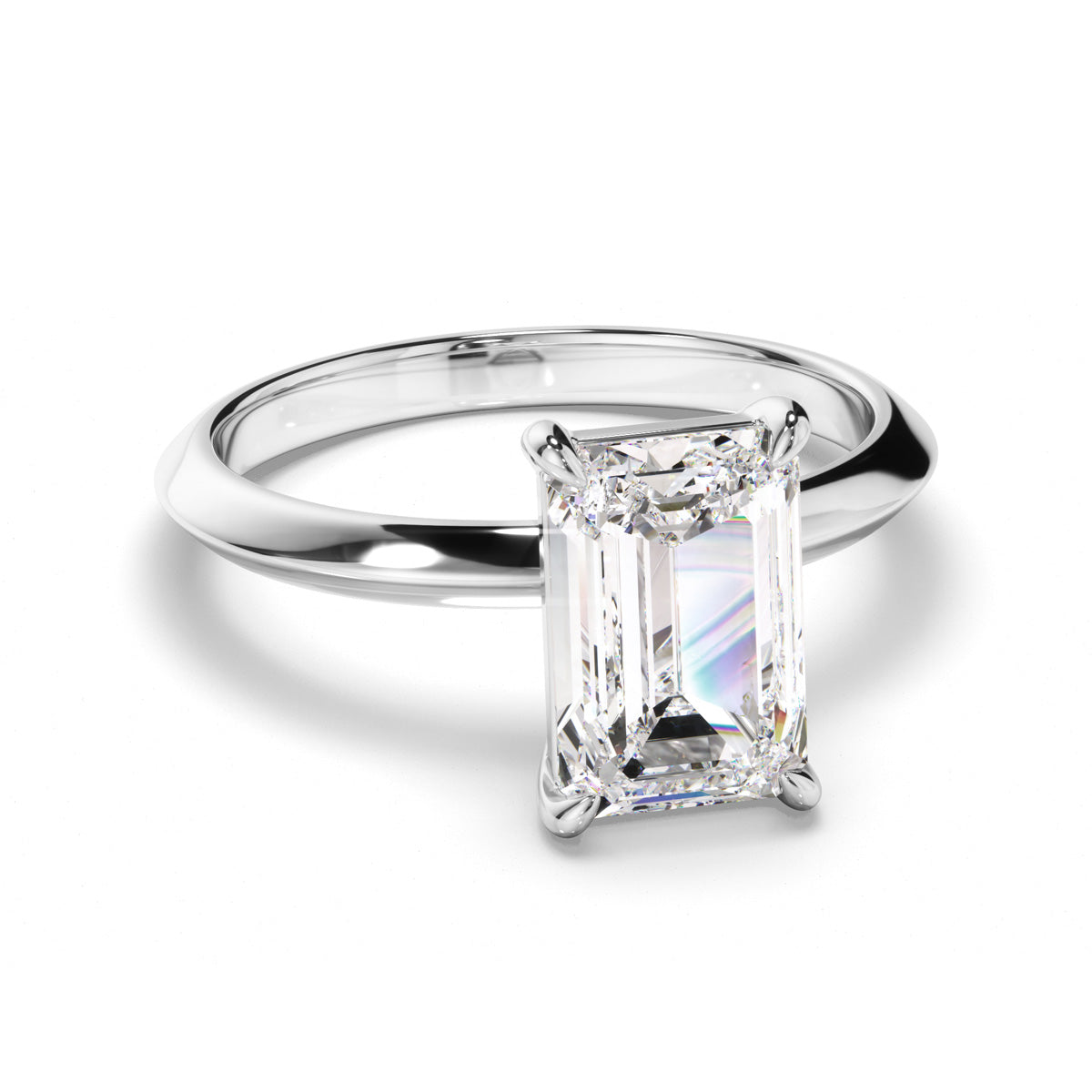 Emerald Cut Diamond Solitaire Engagement Ring