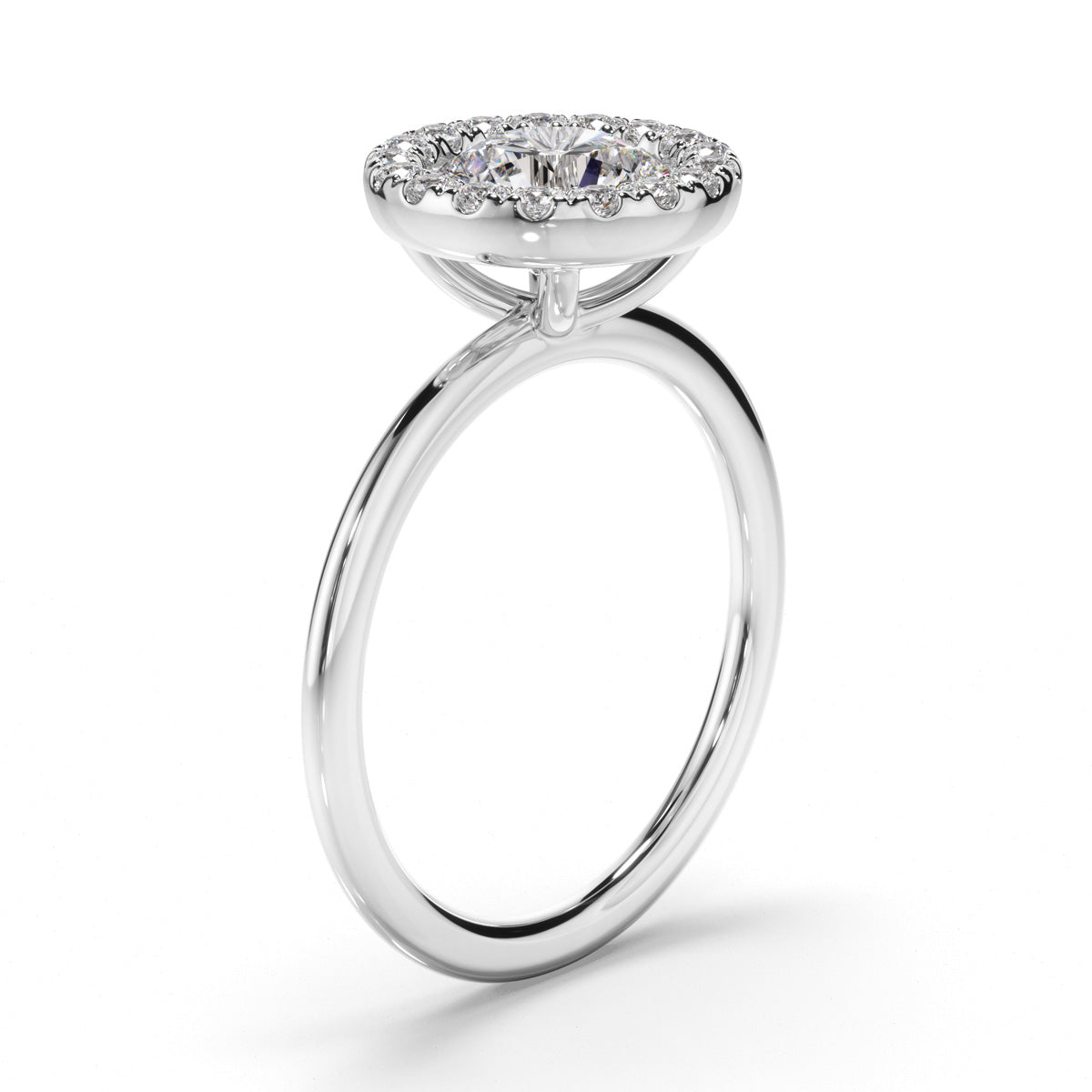 Round Brilliant Cut Diamond Halo Engagement Ring