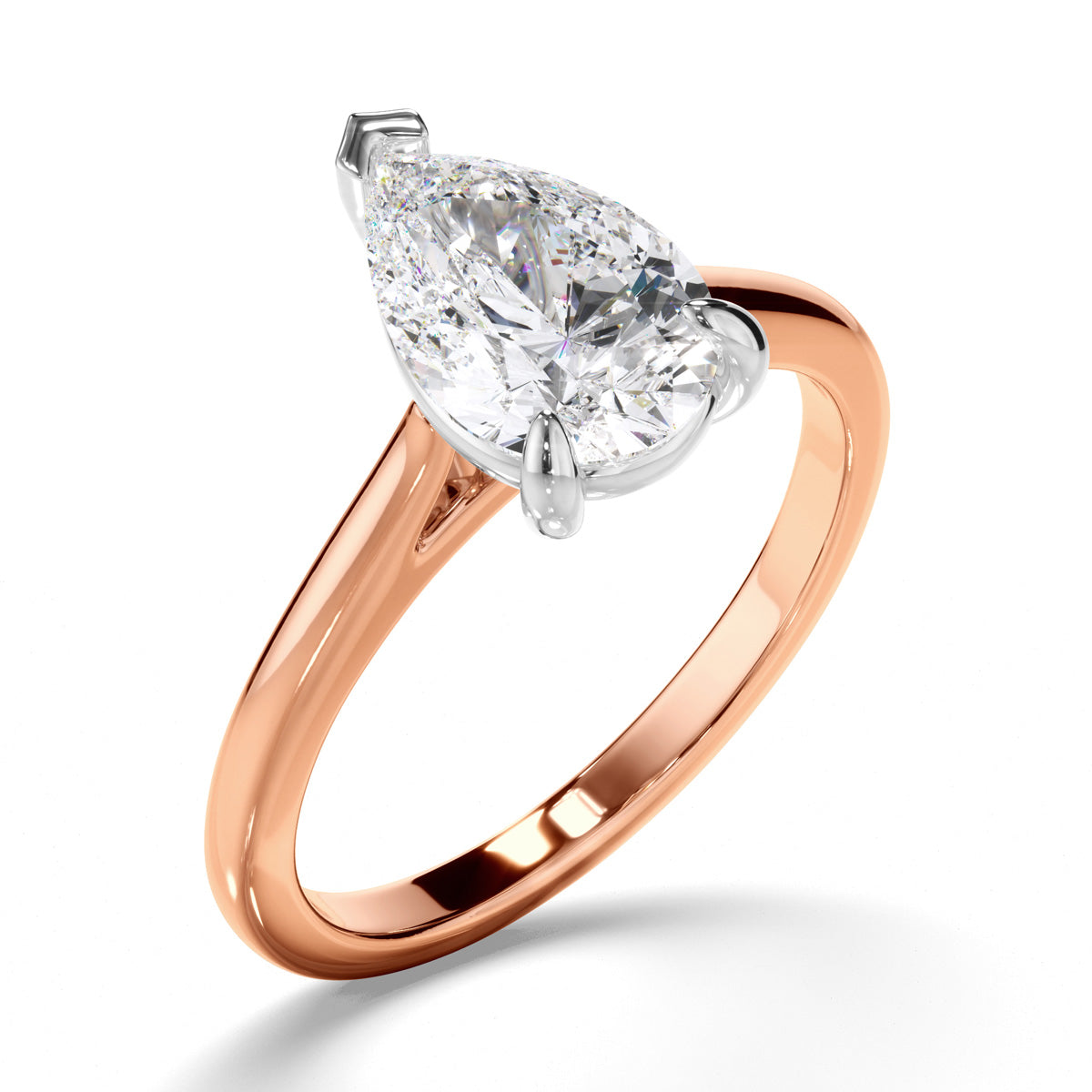 Pear Cut Diamond Solitaire Engagement Ring