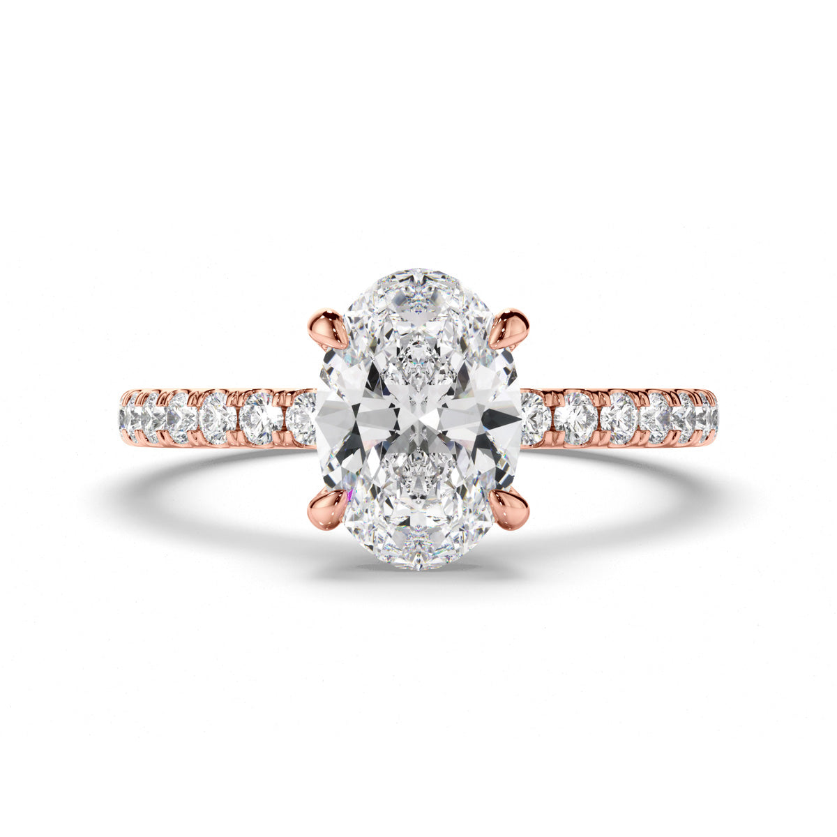 Oval Cut Diamond Engagement Ring with Diamond Sides