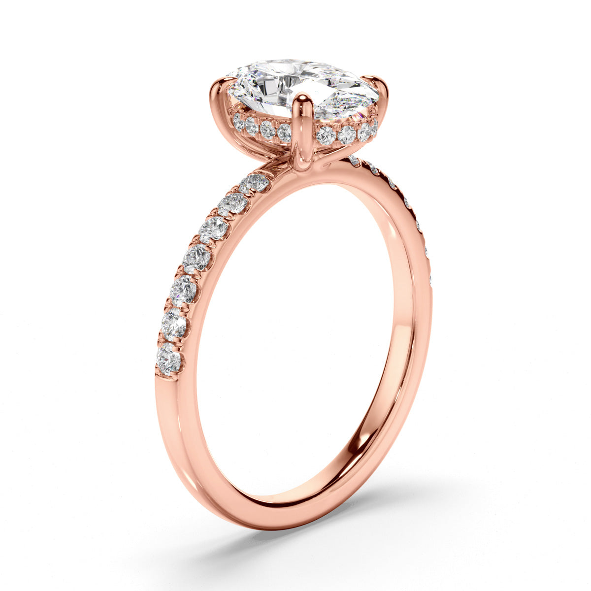 Oval Cut Diamond Engagement Ring with Diamond Sides