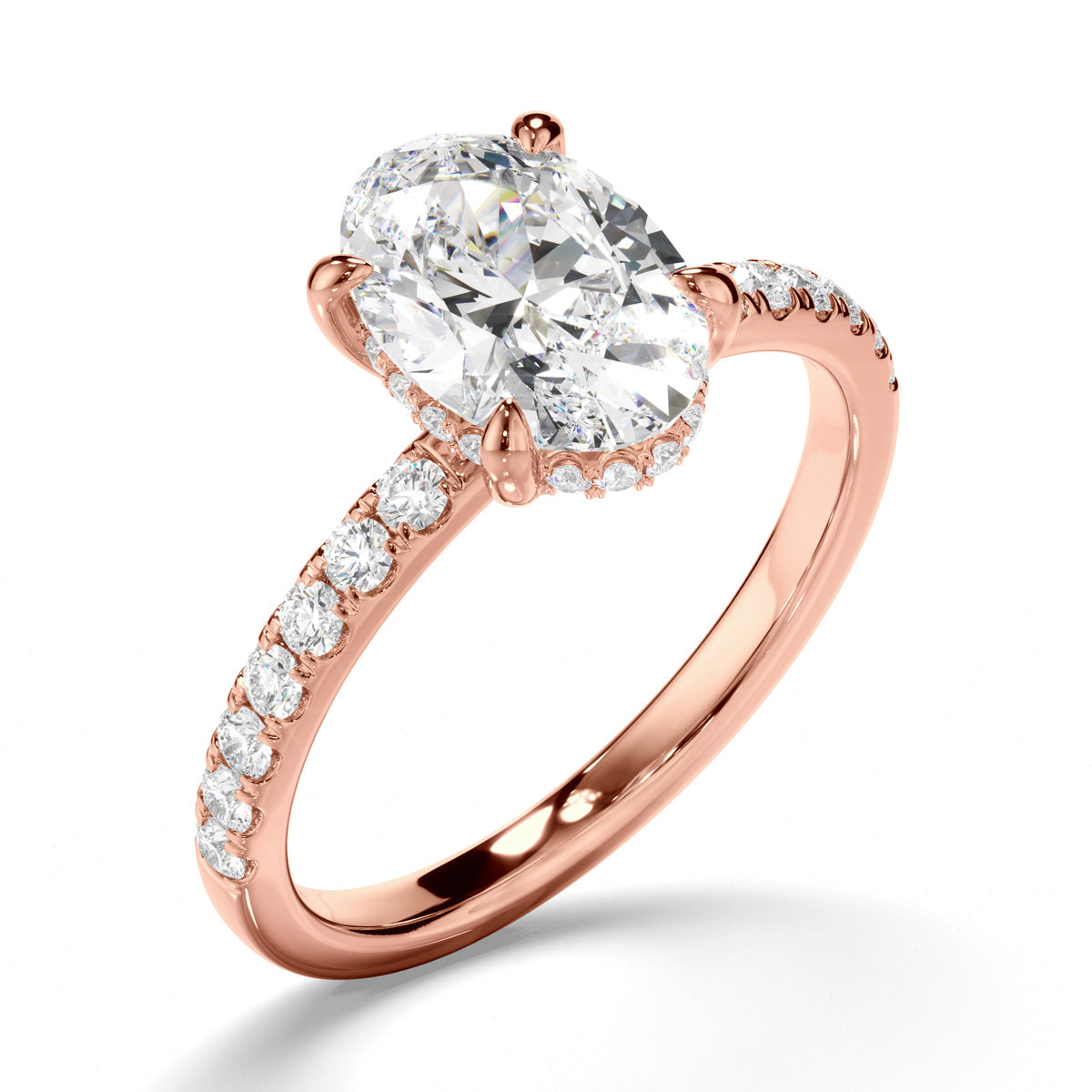 Oval Cut Diamond Engagement Ring with Diamond Sides