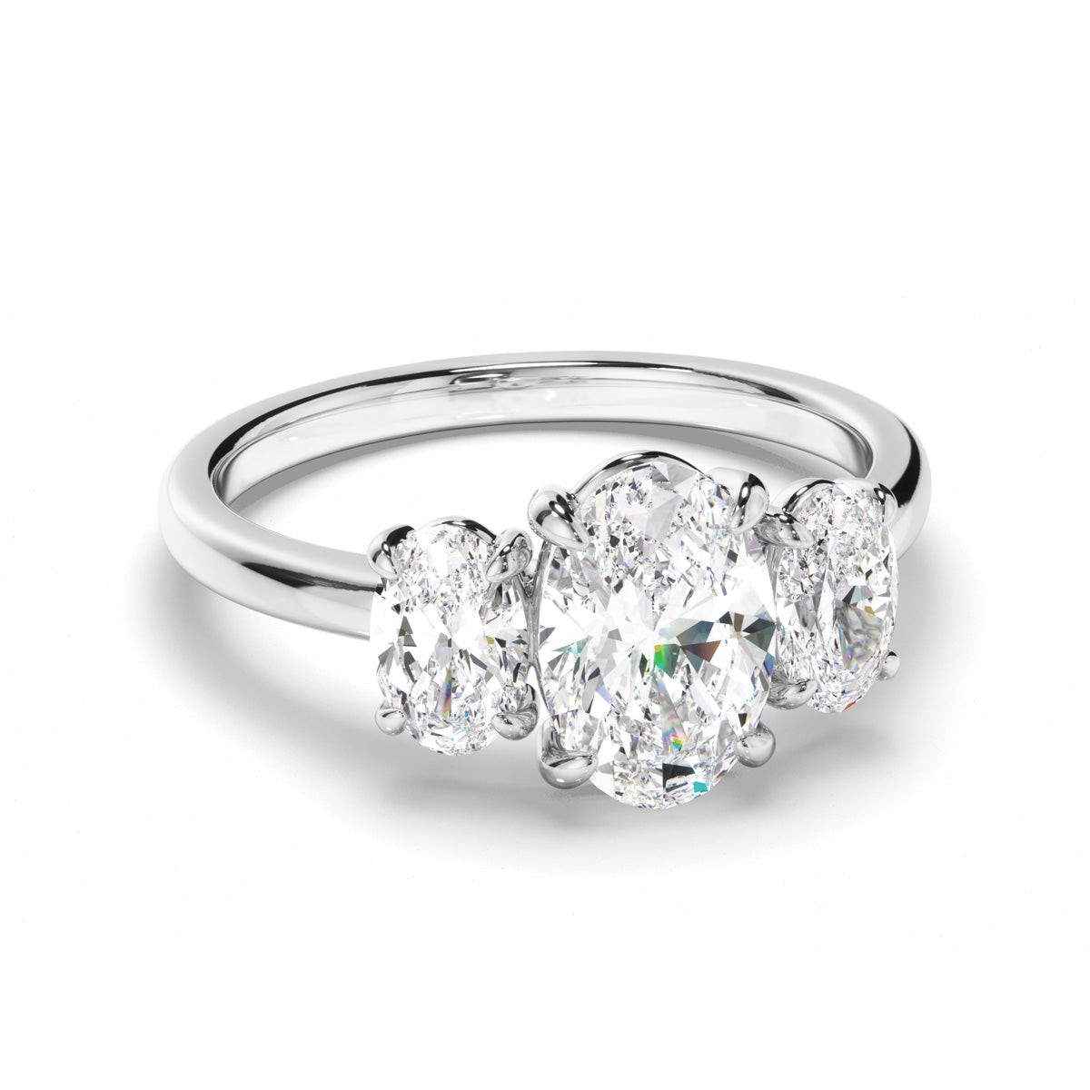 Oval Cut Diamond Trilogy Engagement Ring