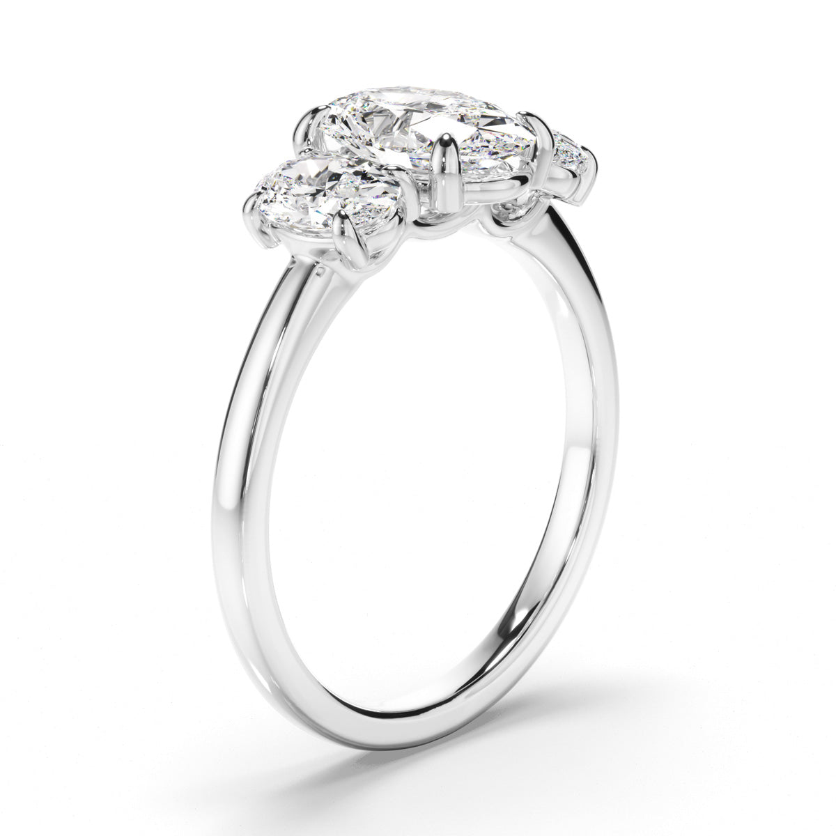 Oval Cut Diamond Trilogy Engagement Ring