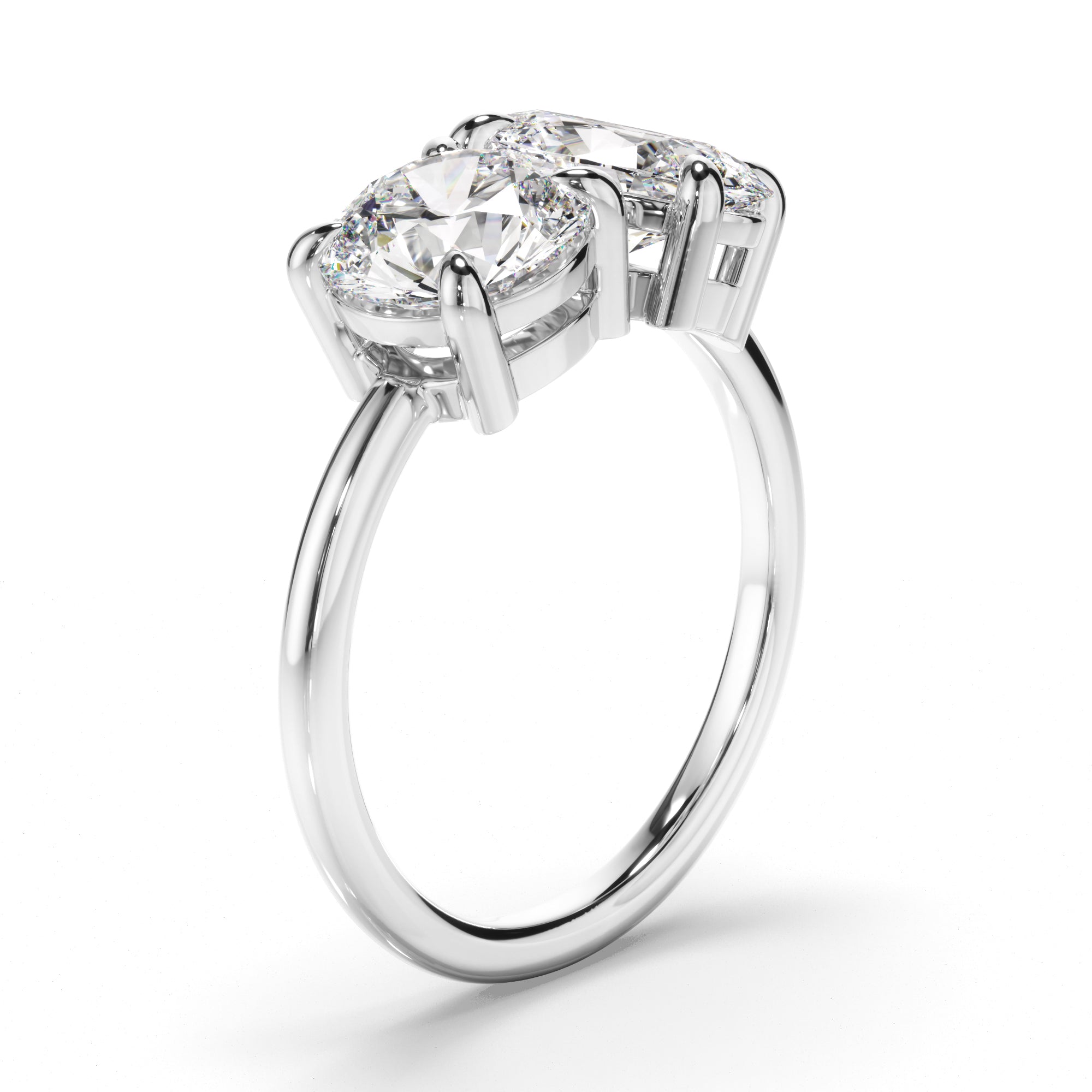 Round Brilliant & Oval Cut Diamond Toi et Moi Engagement Ring