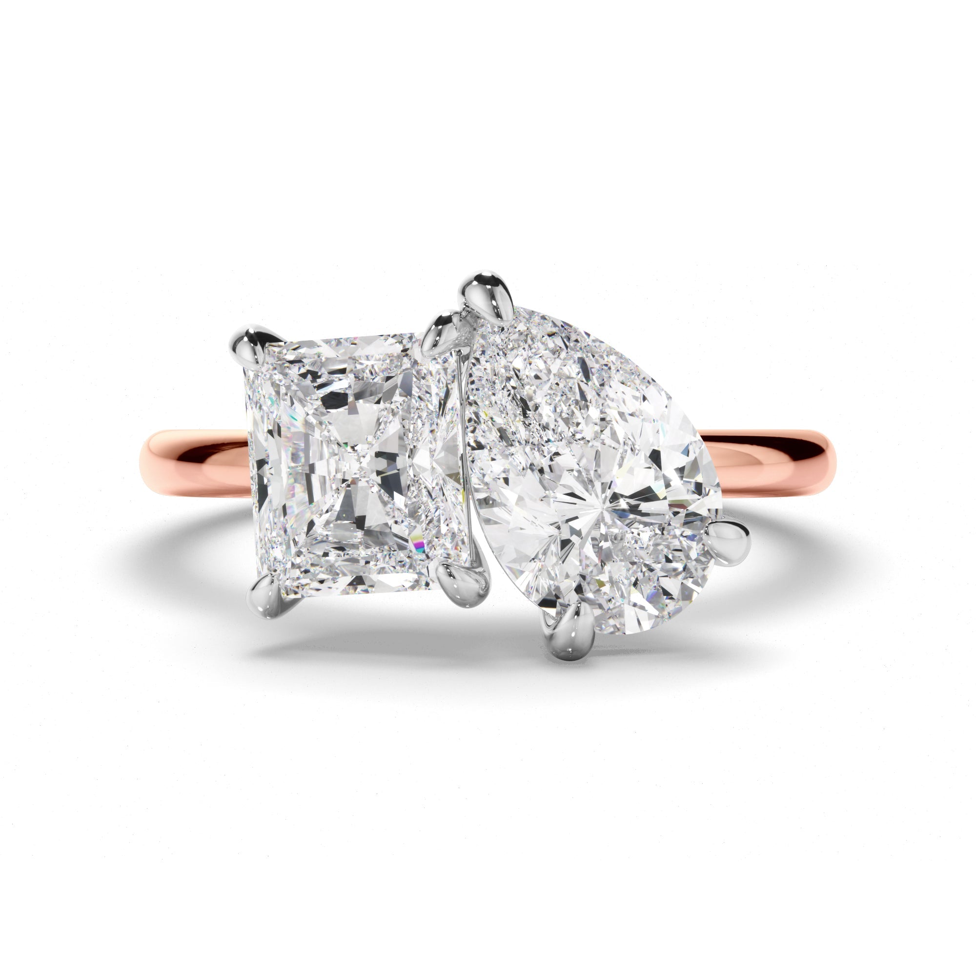 Radiant & Pear Cut Diamond Toi et Moi Engagement Ring