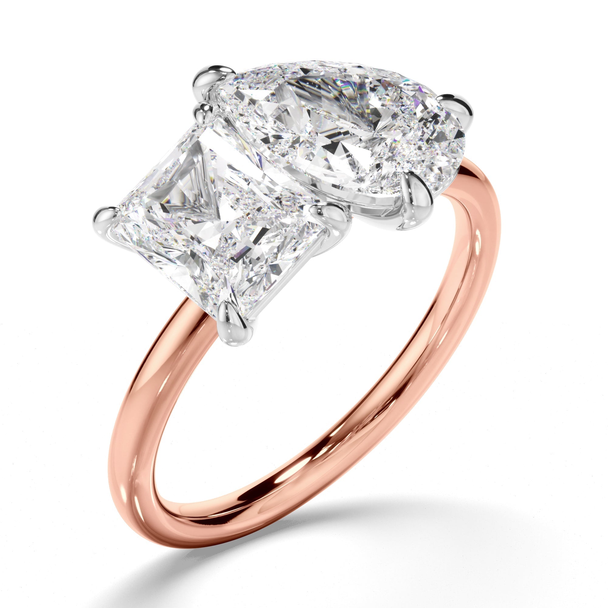 Radiant & Pear Cut Diamond Toi et Moi Engagement Ring