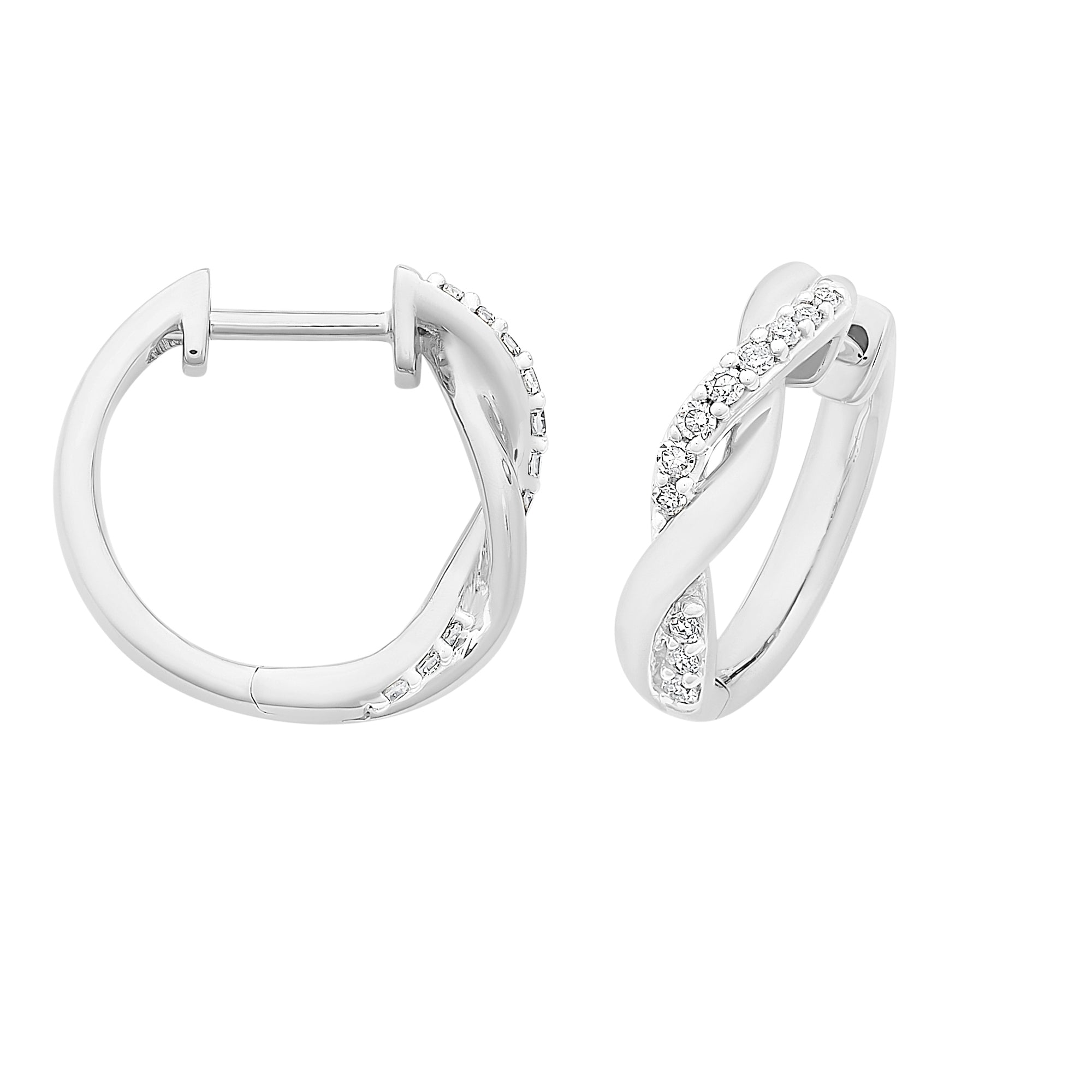 9ct White Gold Diamond Huggies