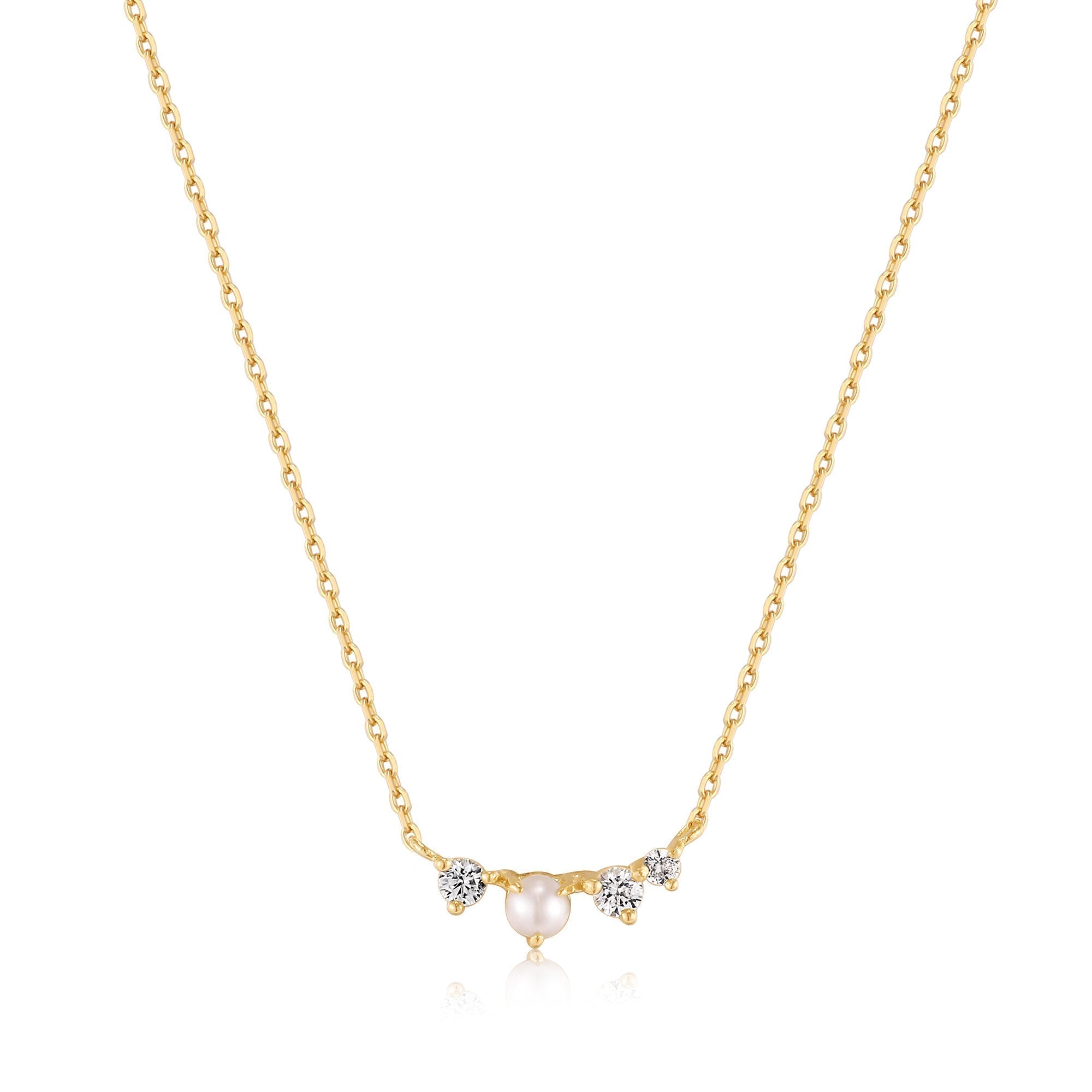 Ania Haie 14ct Gold Pearl and White Sapphire Radiance Necklace