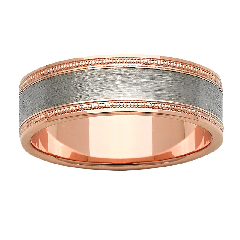 9ct Rose Gold Wedding Ring with Titanium Inlay