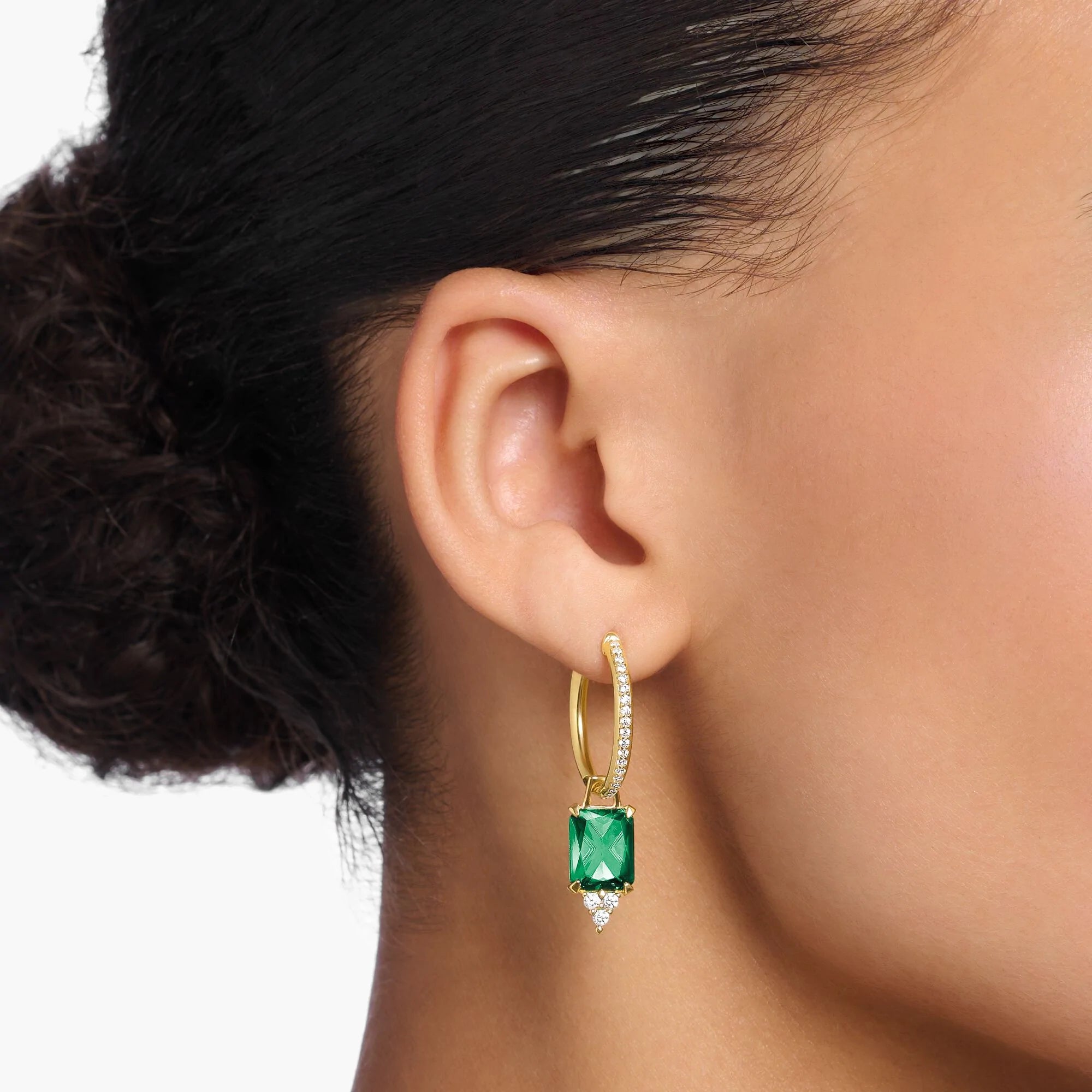 Green sales hanging earrings